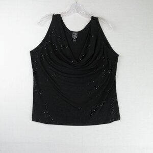 Clara SunWoo Studded Draped Black Tank Top Size XL